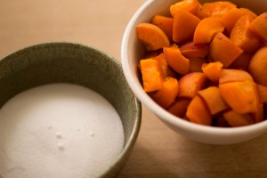 Apricots and Sugar in bowls